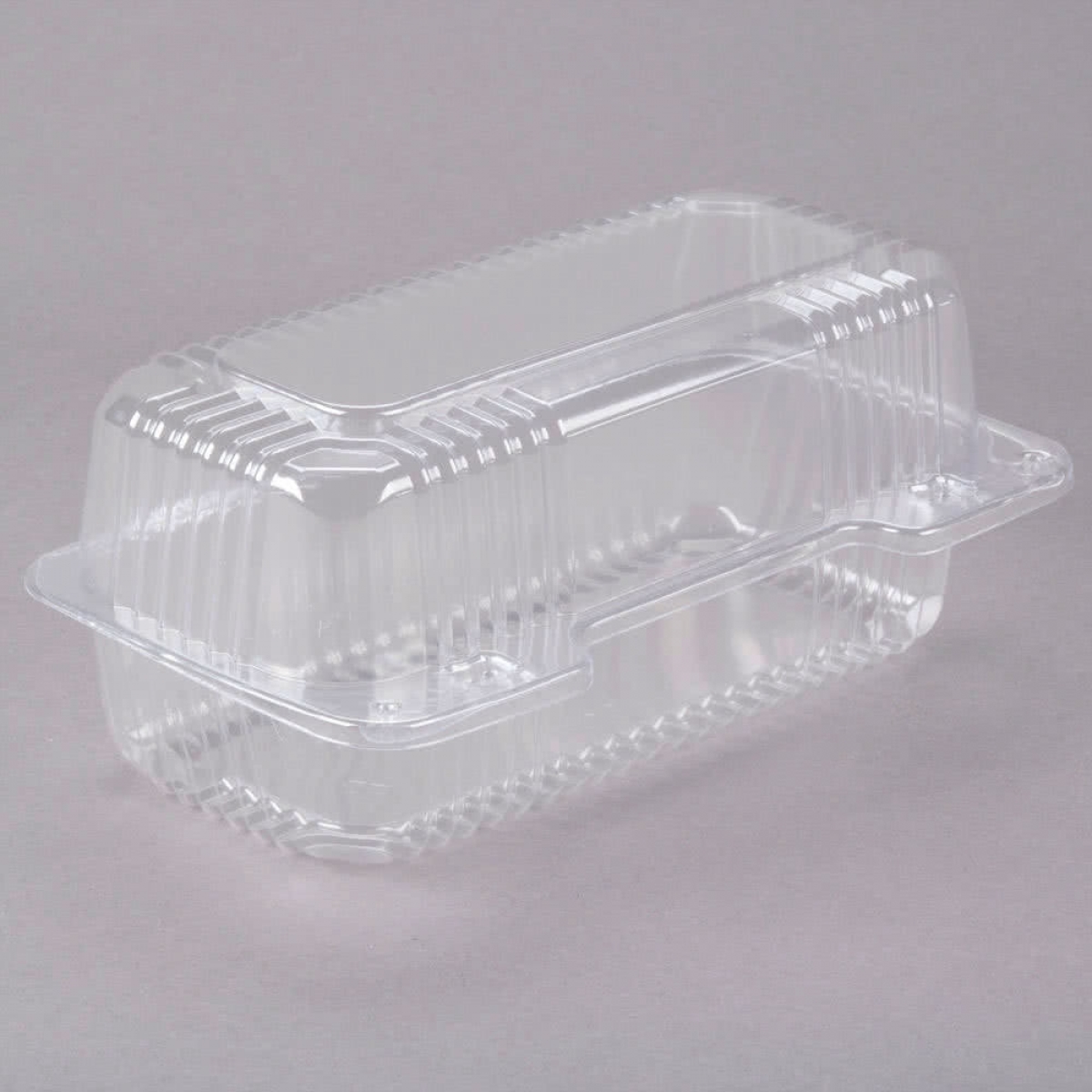 clear rectangular plastic container with hinged dome lid  163*116*55